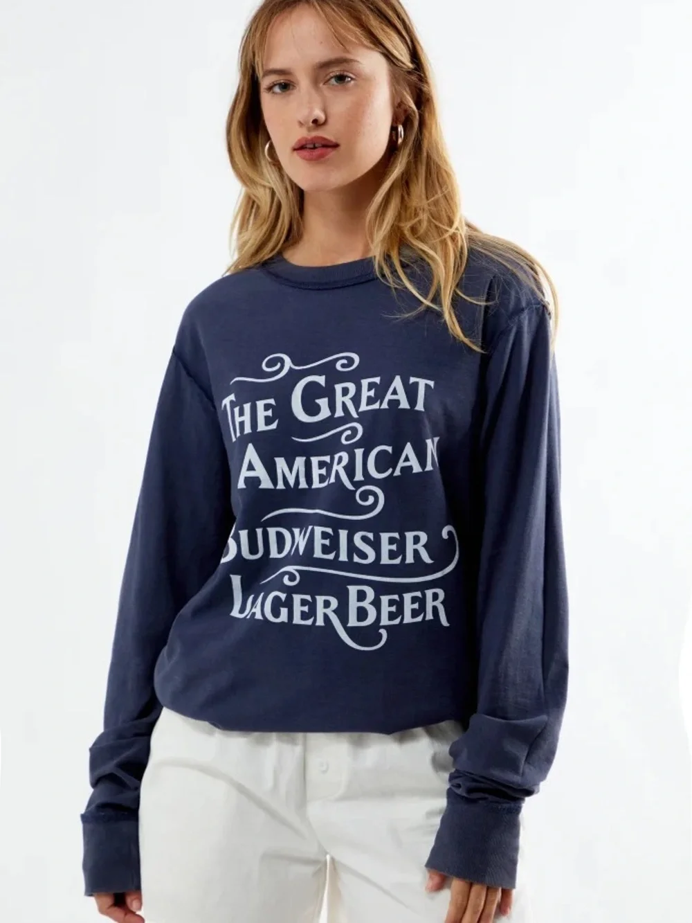 Budweiser PacSun Reversible Long Sleeve Pocket T-Shirt Retro Beer Logo Tee S - Picture 4 of 15